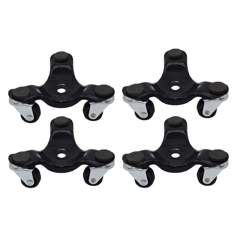 Grip 3 Wheel Furniture, Cabinet, Piano Movers Dolly 4 Pack - 160 lb Capacity - Padded Surface to Prevent Damage - Image 1
